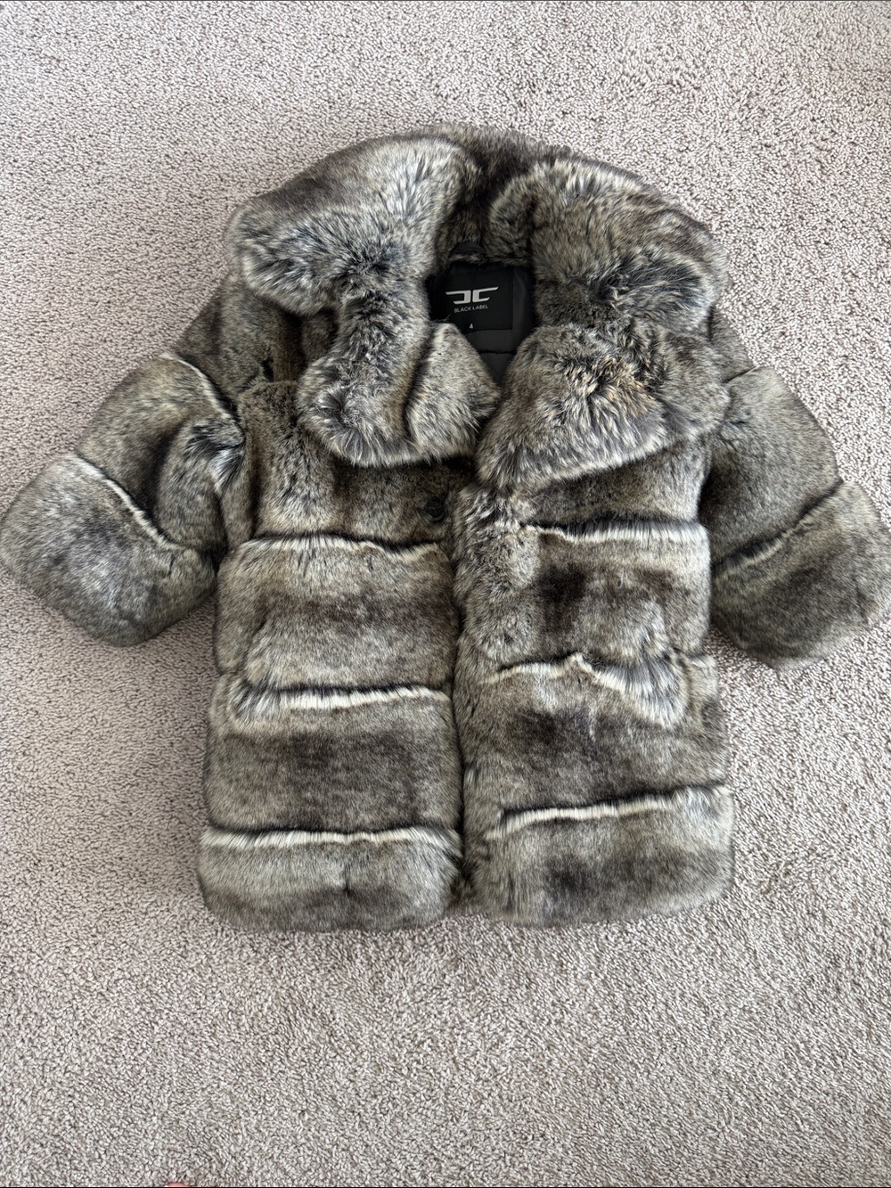 Black Label Kids unisex Faux Fur Puffer Jacket in Gray